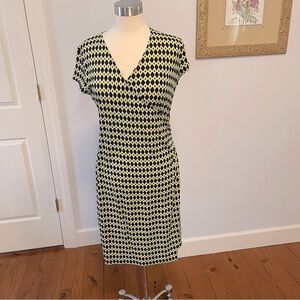 Jones New York midi, geometric pattern dress, size M